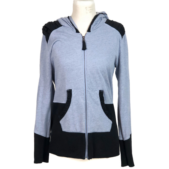 Lucy Jackets & Blazers - LUCY hooded full zip pale blue and black jacket M